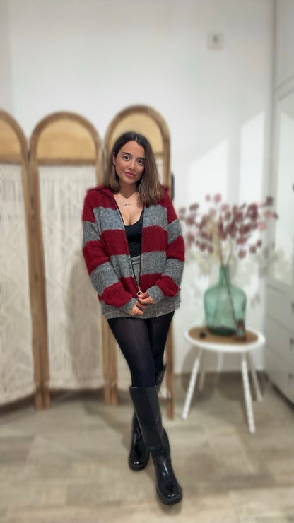 Jersey Rayas Gris y Rojo